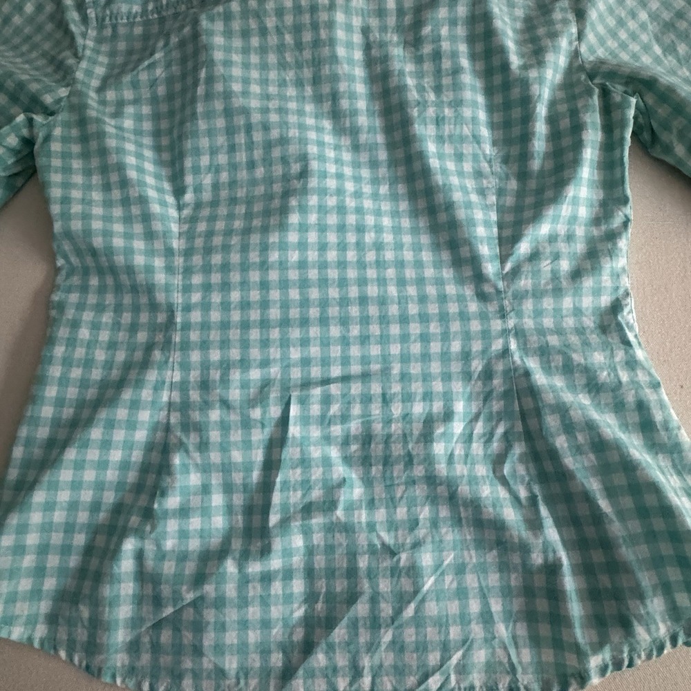 Women's Boden Gingham Shirt Blue White Check Cottagecore Tailored Preppy US 4P - Picture 3 of 13